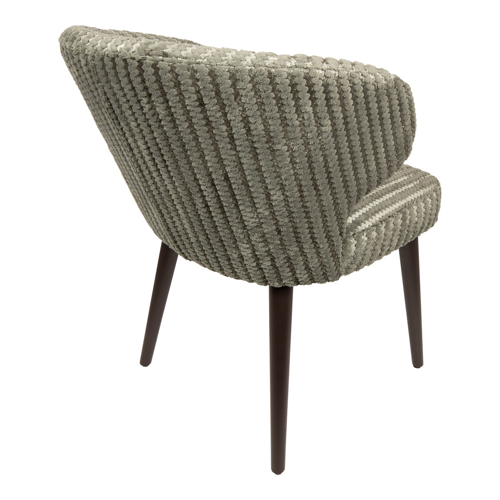 fiori green 13 dining chair with dark brown wooden legs.