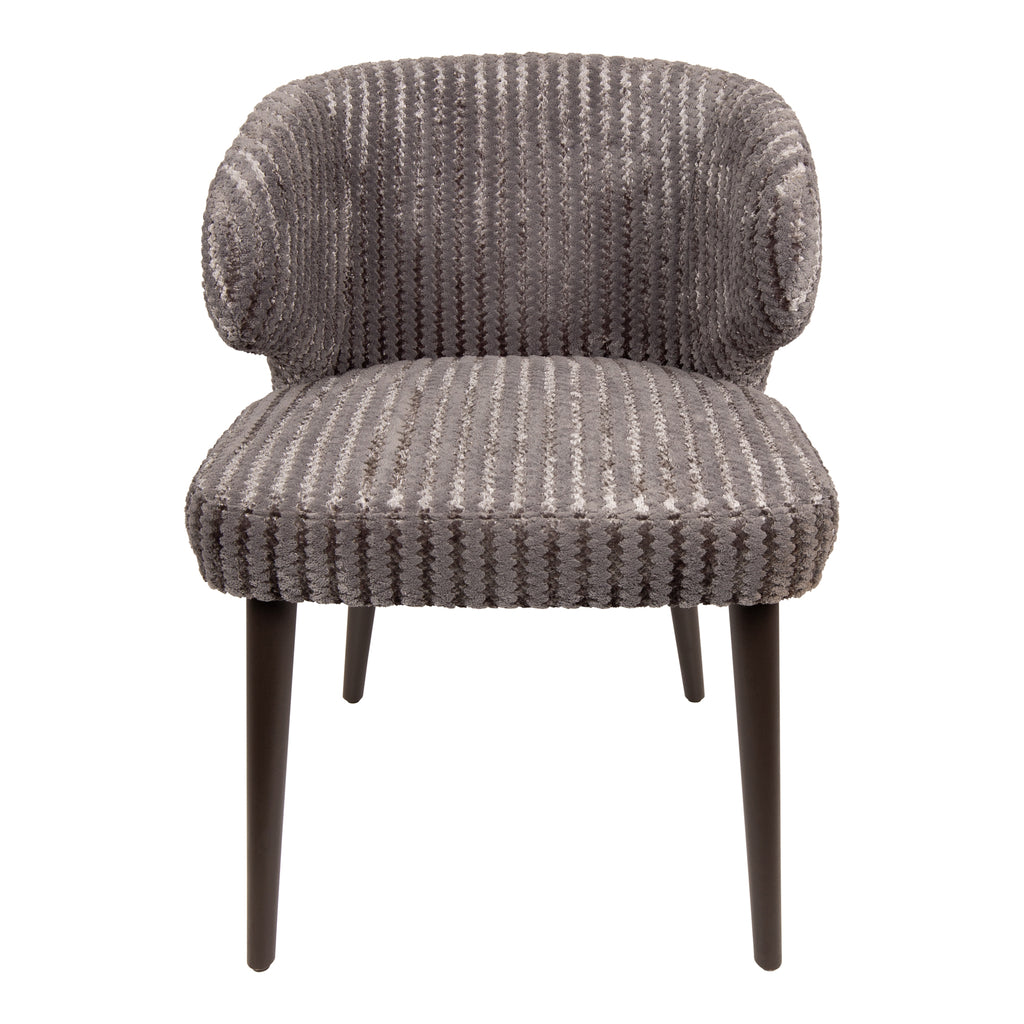 fiori taupe 19 dining chair with dark brown wooden legs.