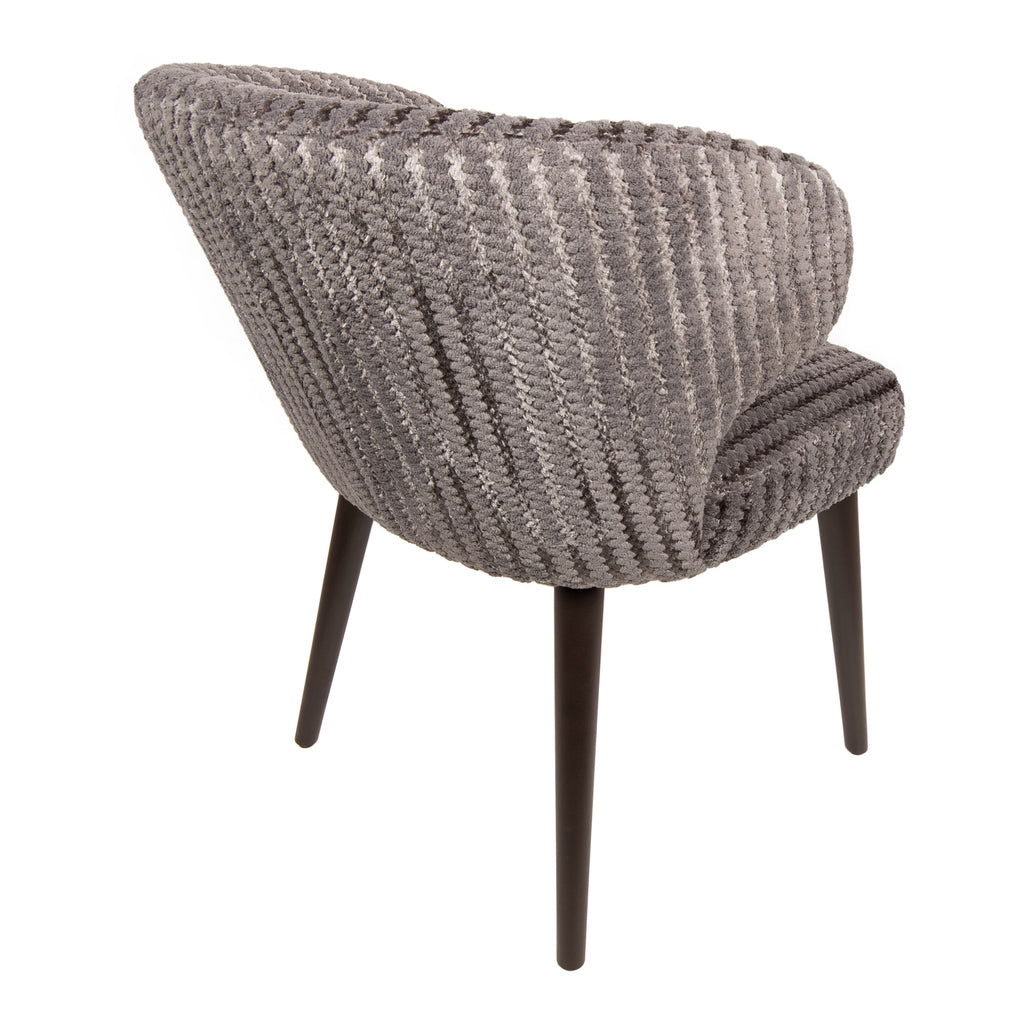 fiori taupe 19 dining chair with dark brown wooden legs.