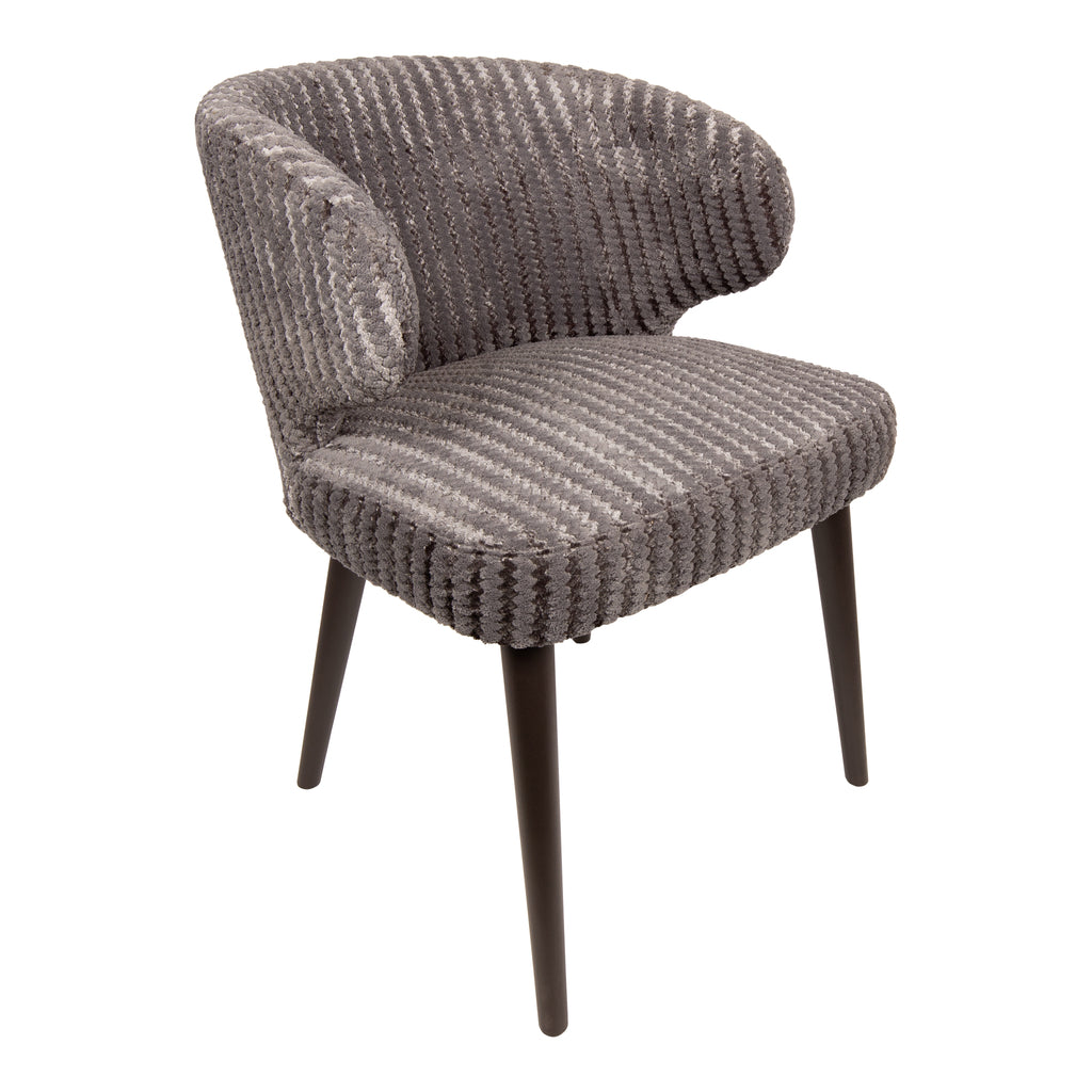 fiori taupe 19 dining chair with dark brown wooden legs.