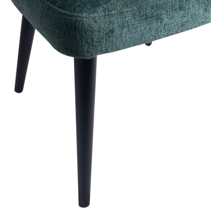 Fiori Petrol 502 dining chair with black wooden legs.