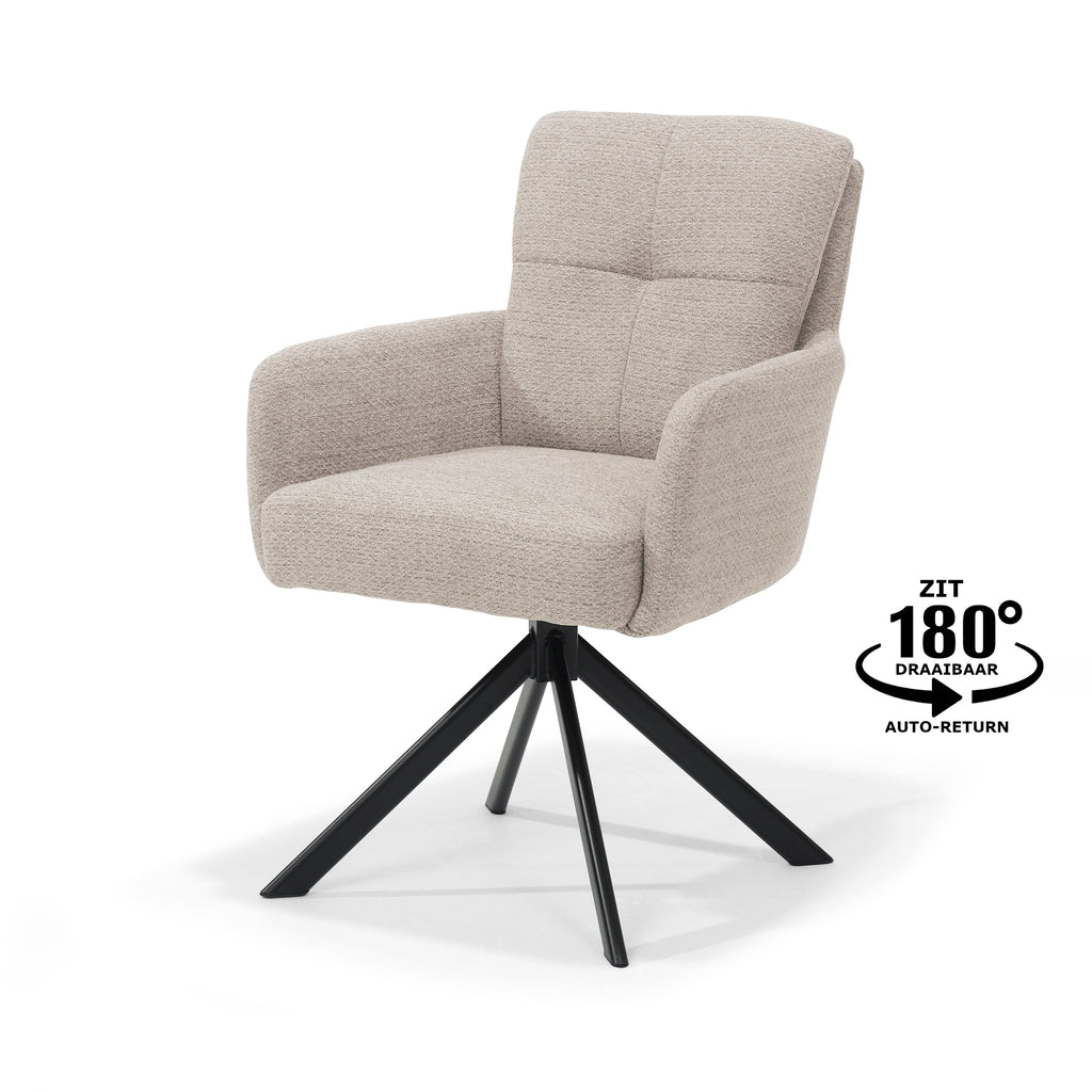 fred armchair - fabric retro bliss #03-naturel - swivel base 180 black