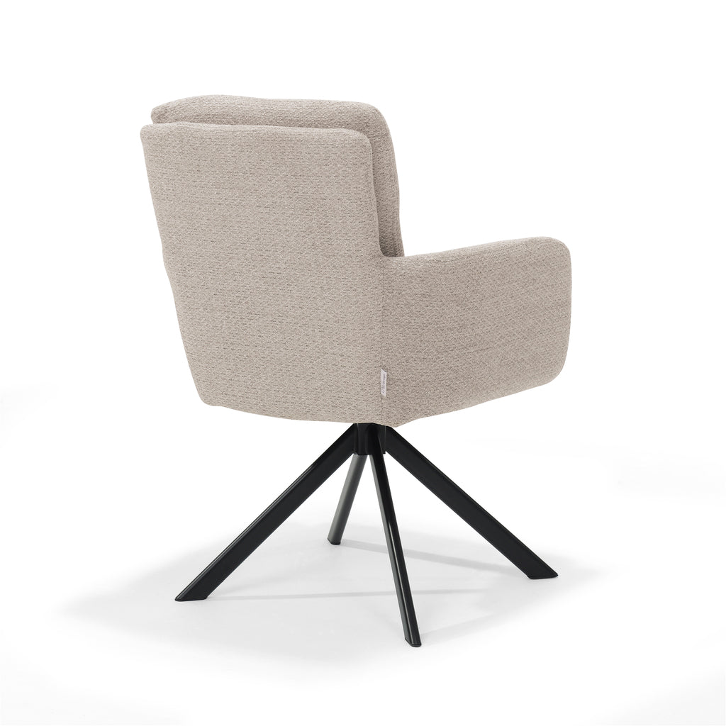 fred armchair - fabric retro bliss #03-naturel - swivel base 180 black