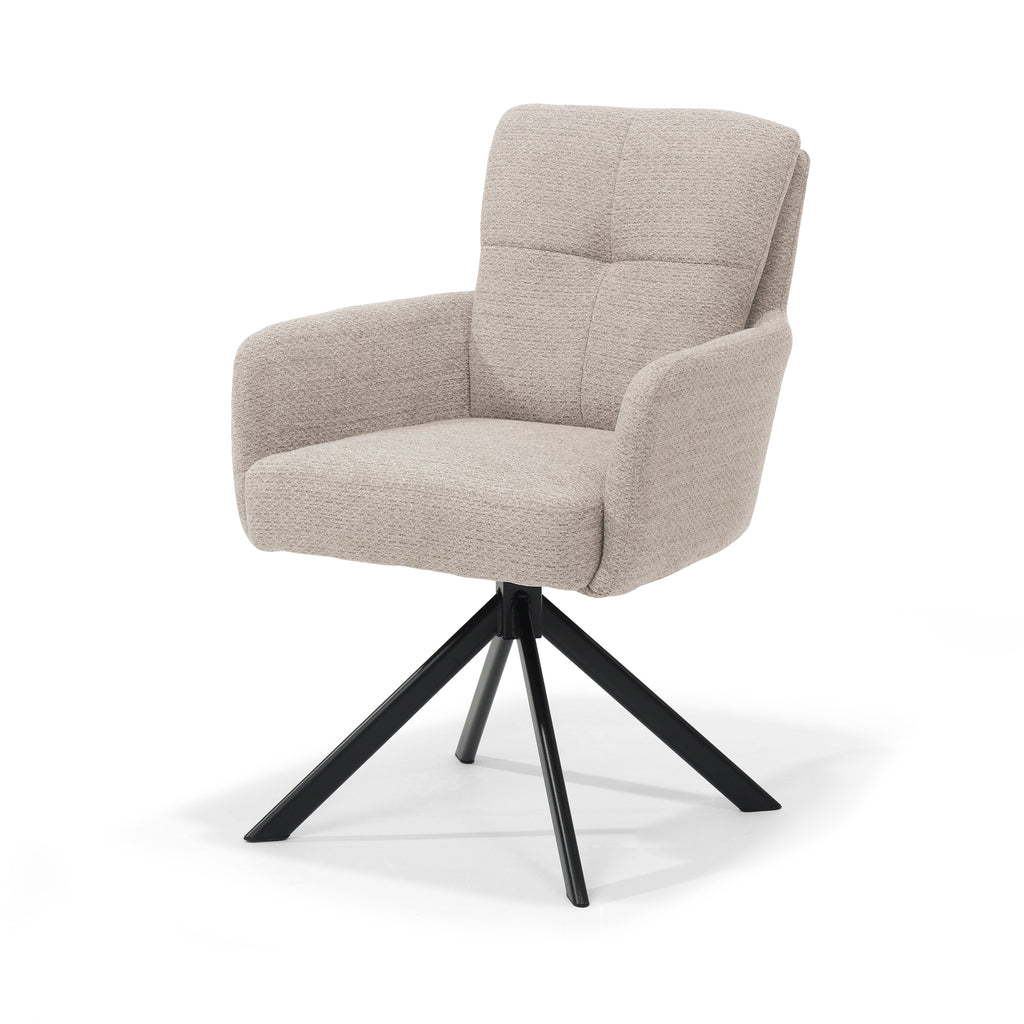 fred armchair - fabric retro bliss #03-naturel - swivel base 180 black