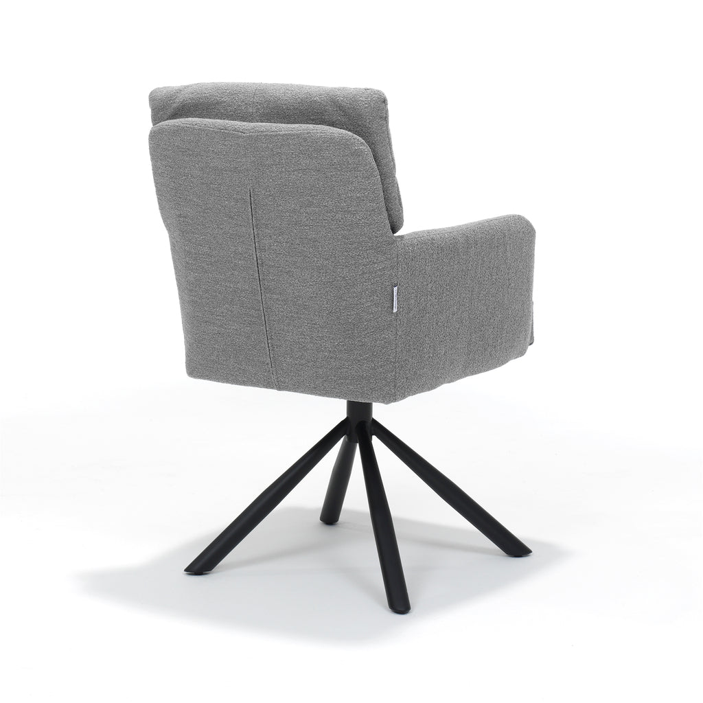 fresco armchair - fabric teddy steel - swivel base black