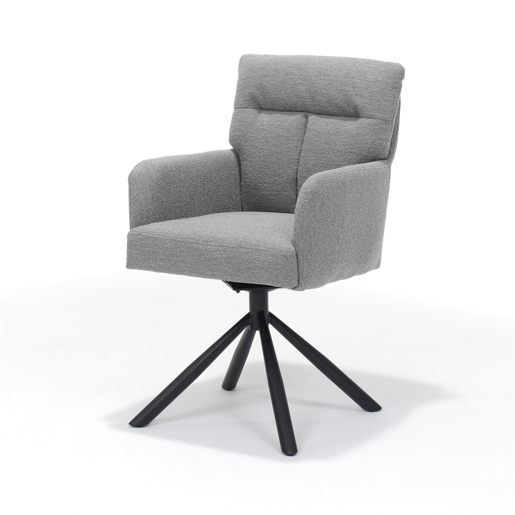 fresco armchair - fabric teddy steel - swivel base black