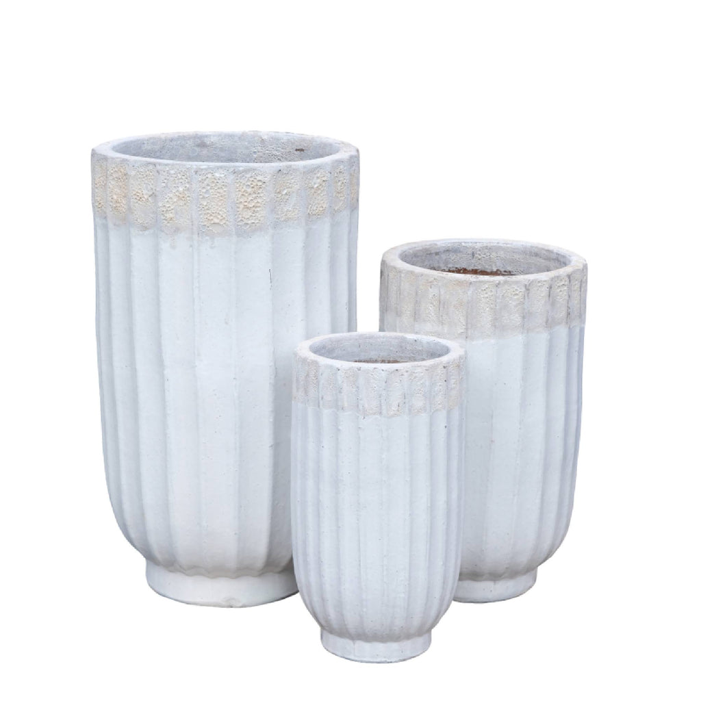 translate gilliann white round ceramic pot ribbed high sv3 to dutch.