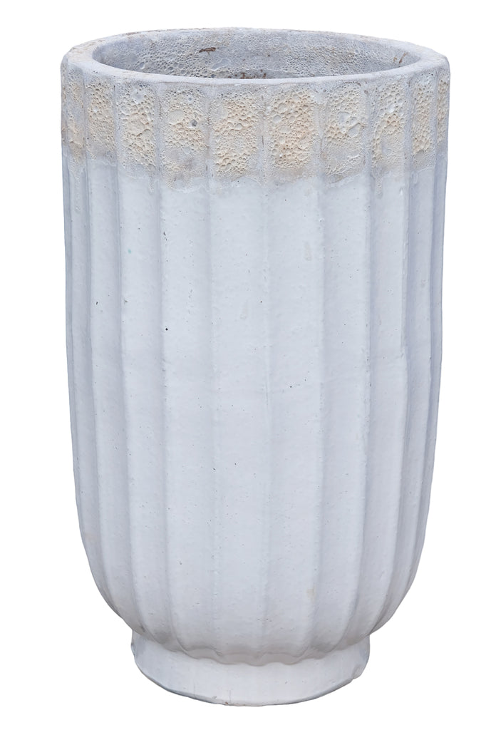 translate gilliann white round ceramic pot ribbed high sv3 to dutch.