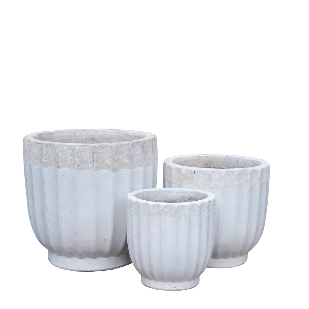 translate gilliann white round ceramic pot ribbed low sv3 to dutch.