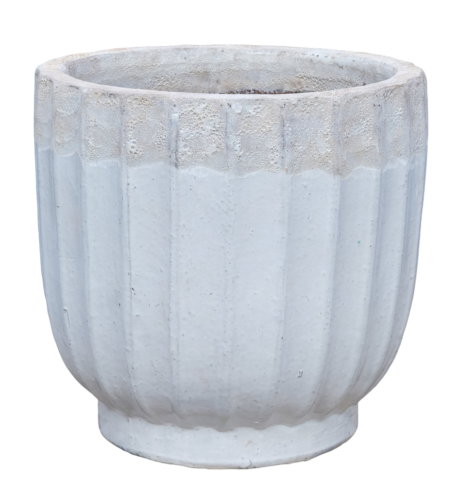 translate gilliann white round ceramic pot ribbed low sv3 to dutch.