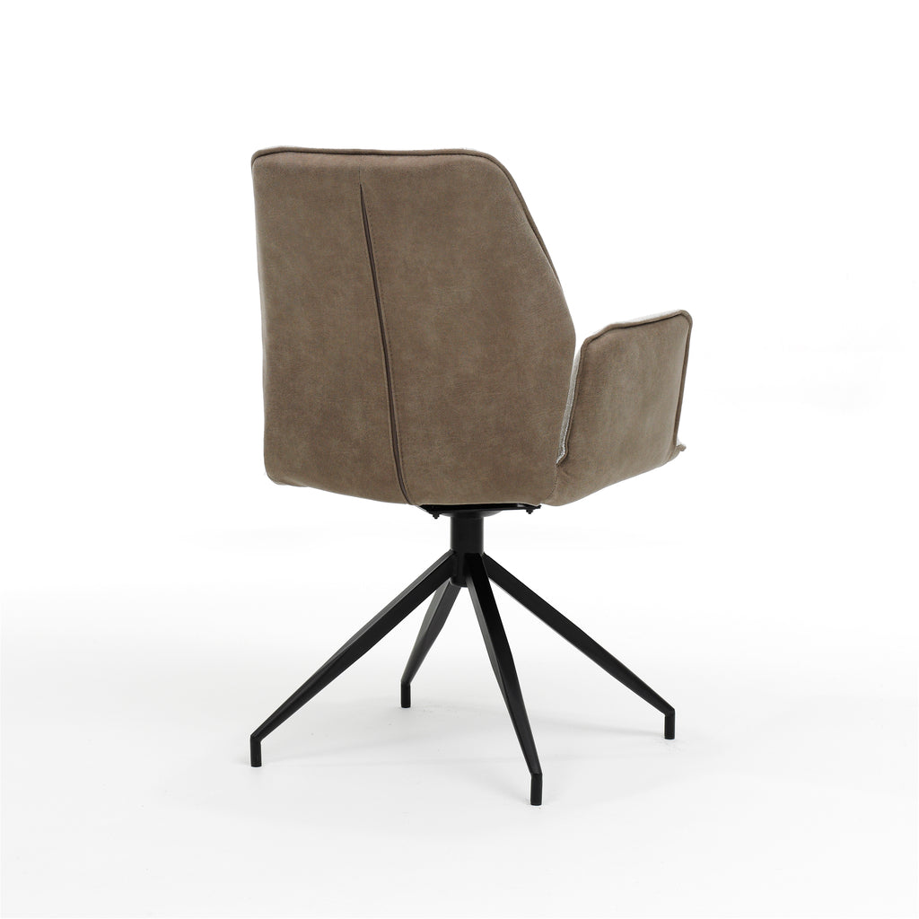 gio armchair m4 with swivel base in bull lever+fabric oasis natural.