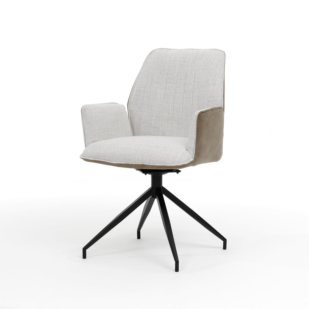 gio armchair m4 with swivel base in bull lever+fabric oasis natural.