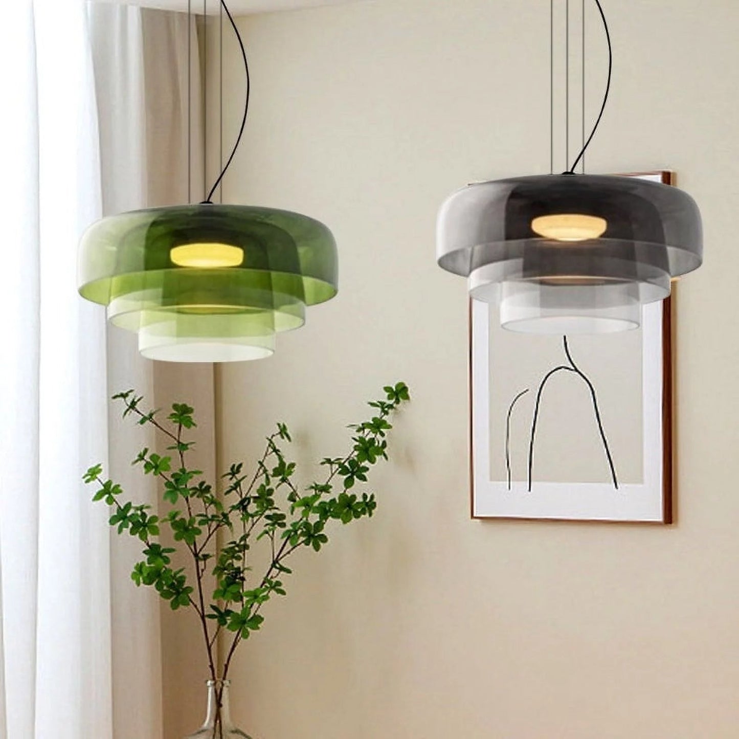 elegante hanglamp in noors glas