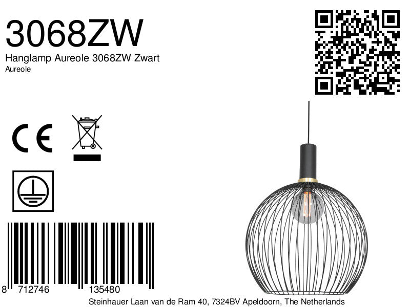 hanglamp aureole 3068zw zwart