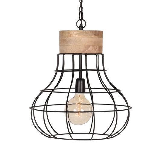 LABEL51 Pendant lamp Drop - Black - Mango wood