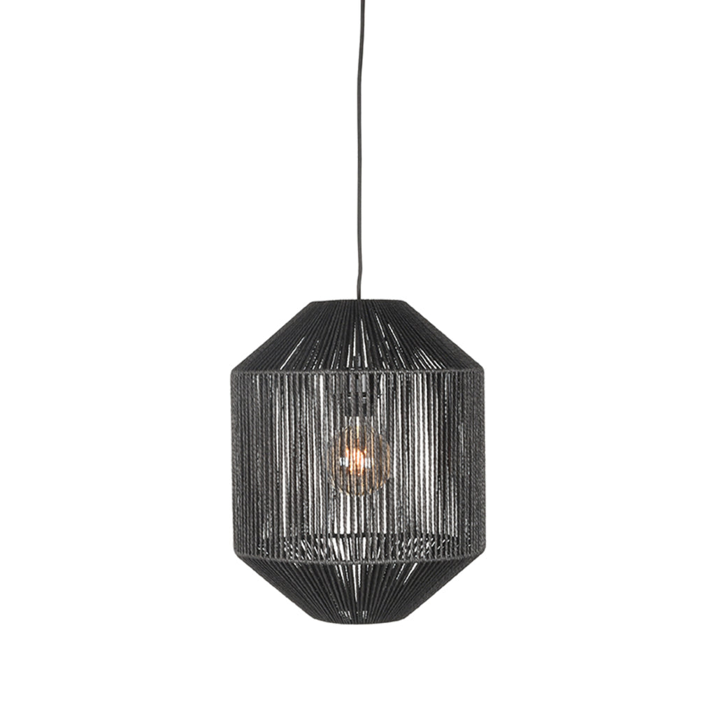 label51 hanging lamp ibiza - black - jute - 1-light cylinder