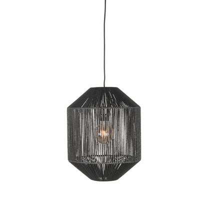 LABEL51 Hanging Lamp Ibiza - Black - Jute - 1-Light Cylinder