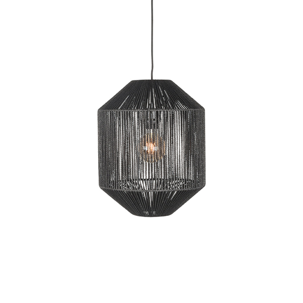 label51 hanging lamp ibiza - black - jute - 1-light cylinder