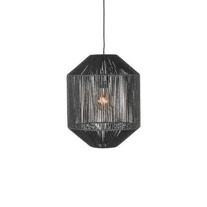 LABEL51 Hanging Lamp Ibiza - Black - Jute - 1-Light Cylinder