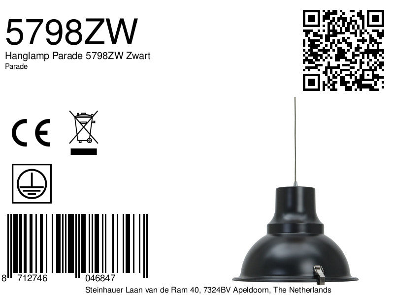 hanglamp parade 5798zw zwart