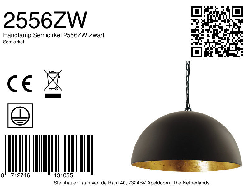 pendant lamp semicircle 2556zw black