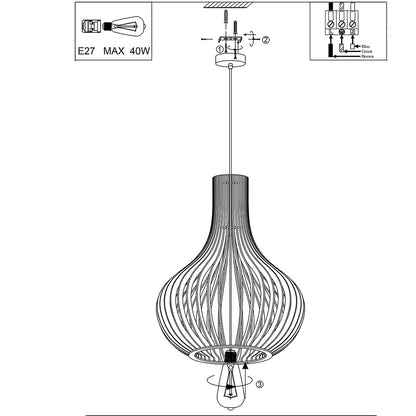 Pendant lamp Smukt 2697BE Blank wood