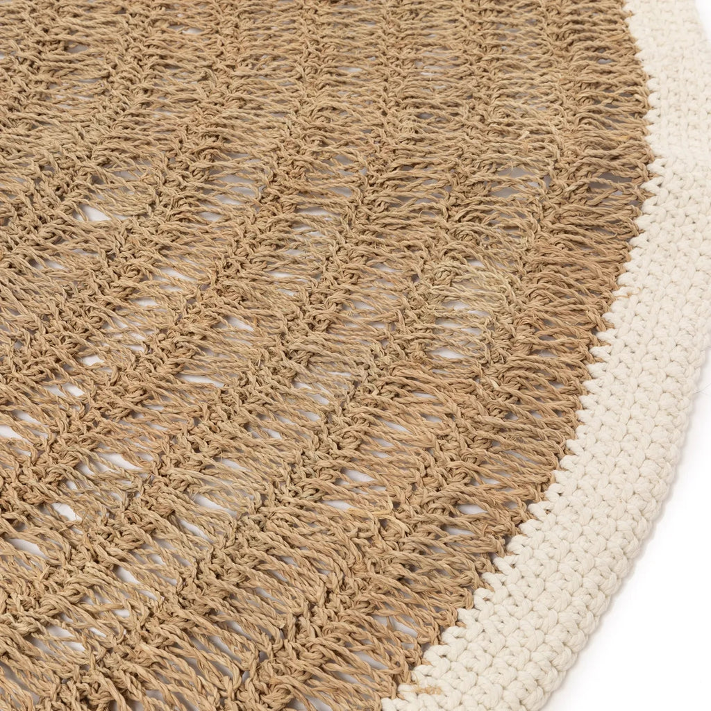 the seagrass &amp; cotton round carpet - natural white - 150