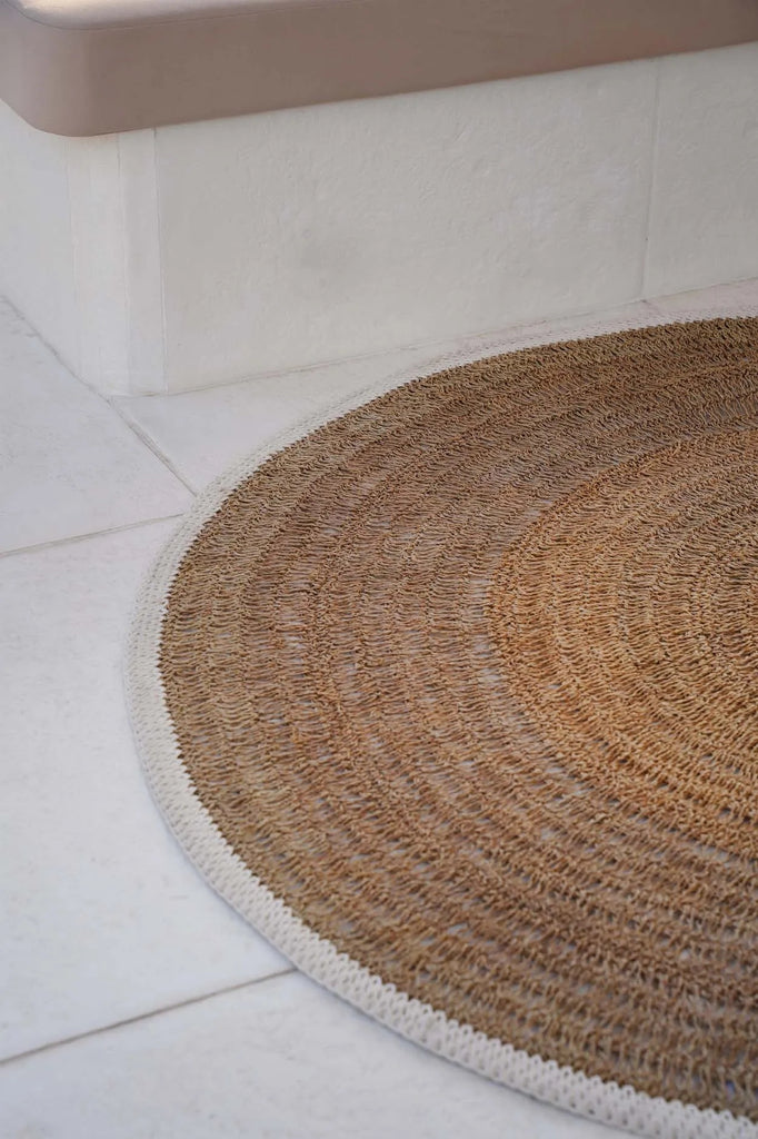 the seagrass &amp; cotton round carpet - natural white - 200