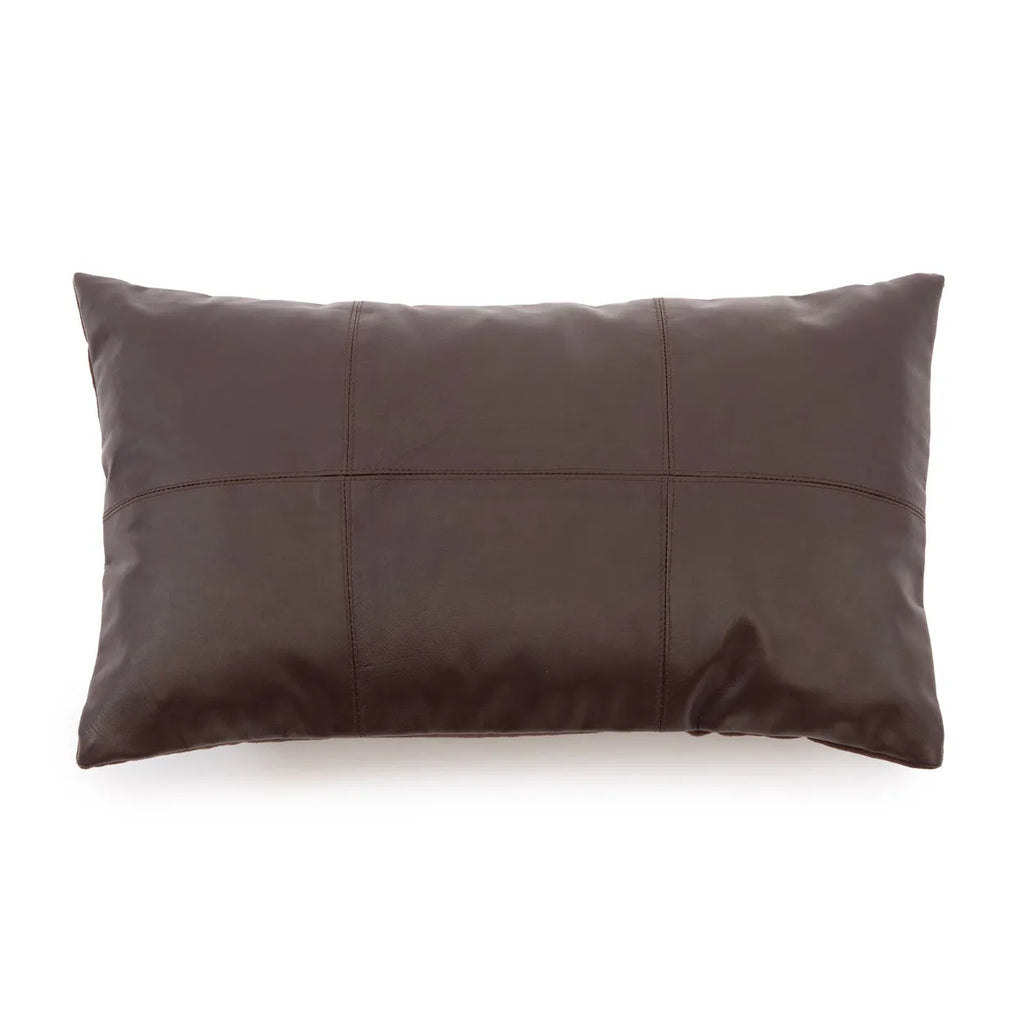 het six panel leather kussenhoes - chocolade - 30x50