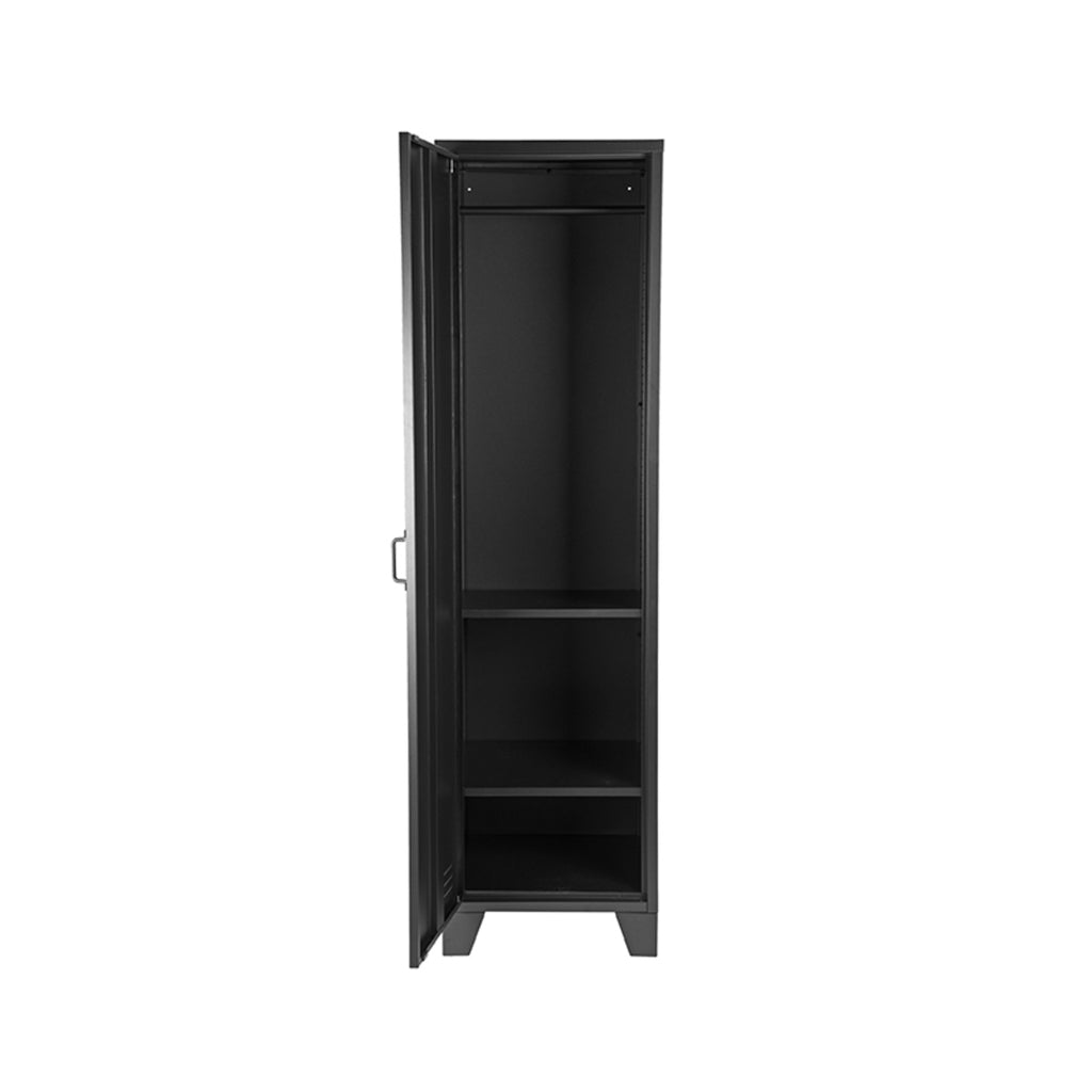 label51 fence storage cabinet - black - metal - 1-door