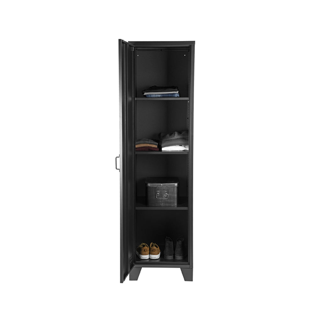 label51 fence storage cabinet - black - metal - 1-door