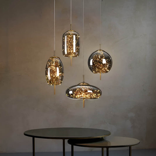 Essence | Elegante Bruine Glazen Hanglamp