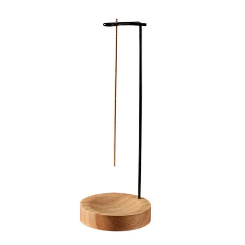wierookhouder met houten voet en metalen houder