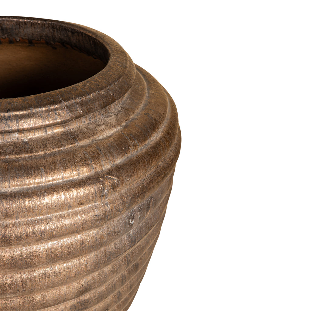 jerzy bronze ceramic pot ribbed round large in size