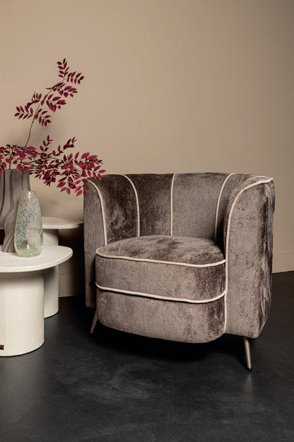 John Grey fauteuil Aphrodite 7 in mocca beige strepen.