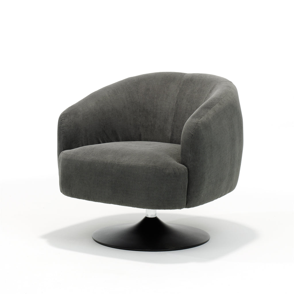 jordi swivel armchair in anthracite-coloured ribbed fabric