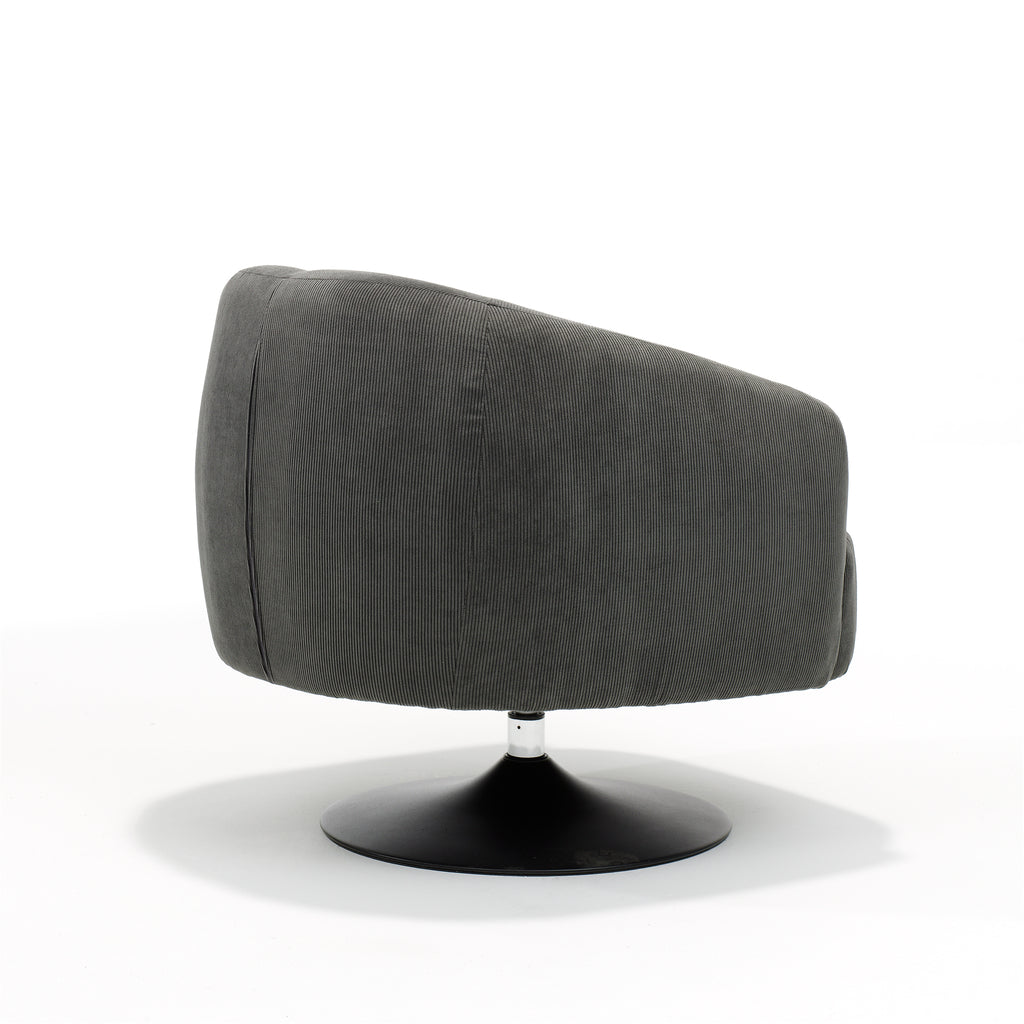 jordi swivel armchair in anthracite-coloured ribbed fabric