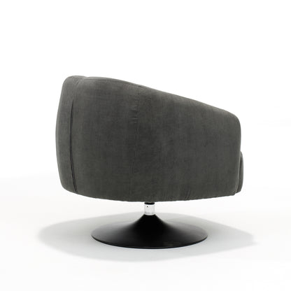 Jordi swivel armchair in anthracite-coloured ribbed fabric