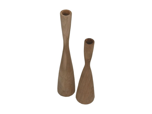 Candle holder set of 2 - ø8X32/ø8X42 - Natural - Teak