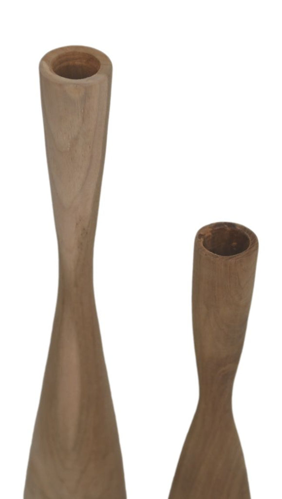 candle holder set of 2 - ø8x32/ø8x42 - natural - teak