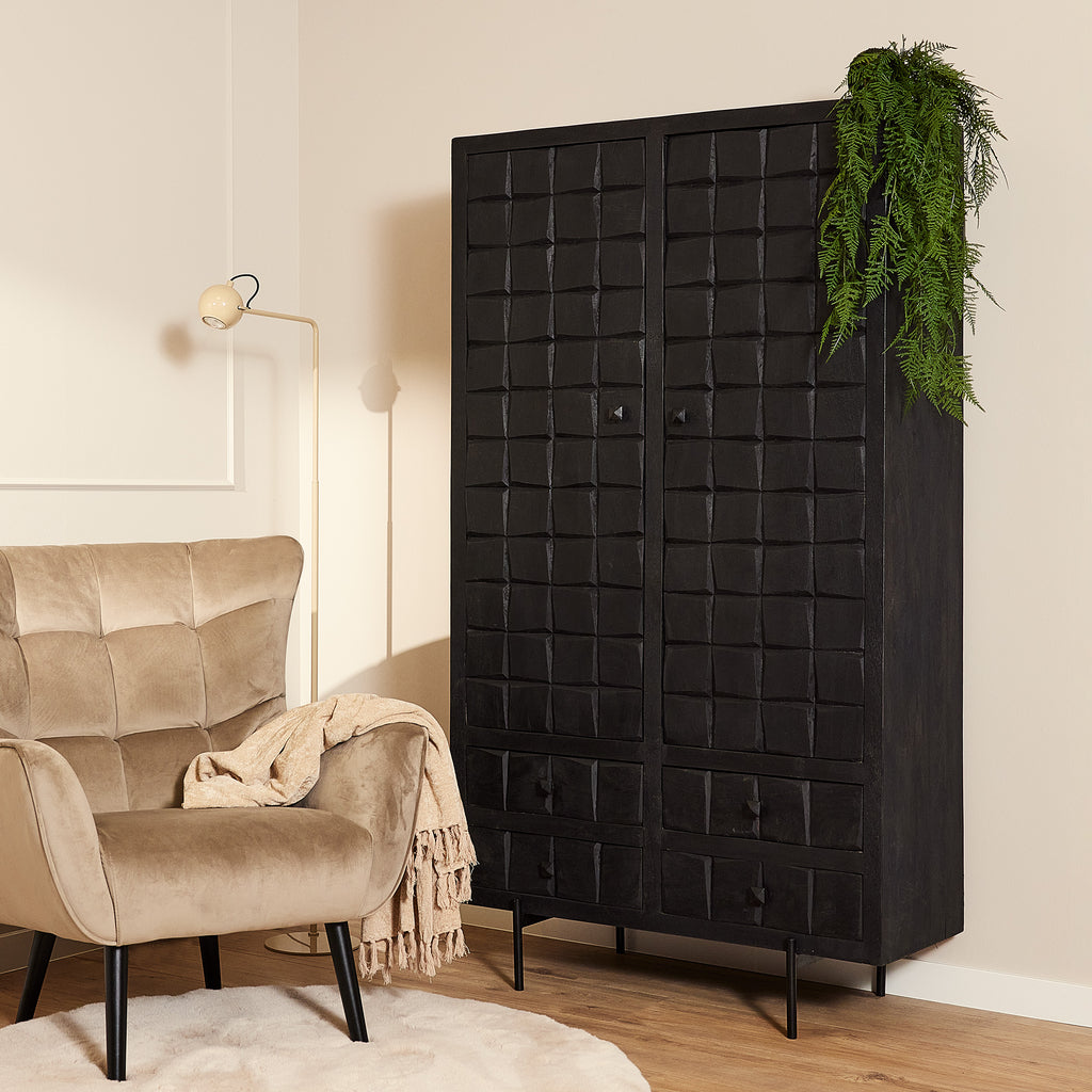 cabinet brandy black | 2 doors 4 drawers