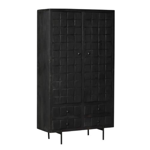 cabinet brandy black | 2 doors 4 drawers