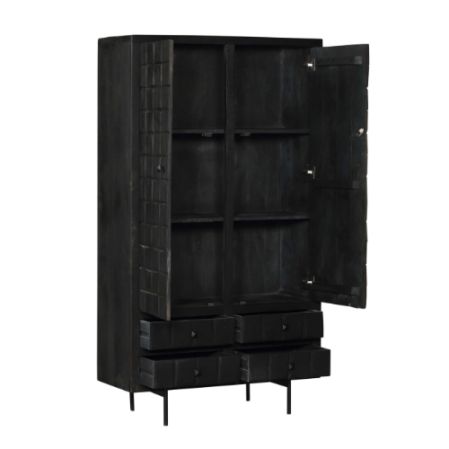 cabinet brandy black | 2 doors 4 drawers