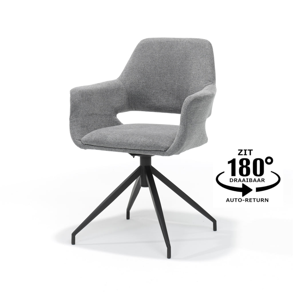 katy fauteuil m4 - stof belfast grijs - draaivoet