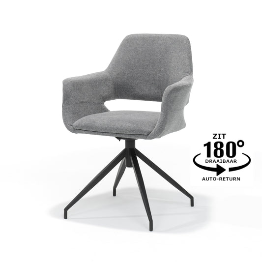 Katy fauteuil M4 - Stof Belfast Grijs - draaivoet