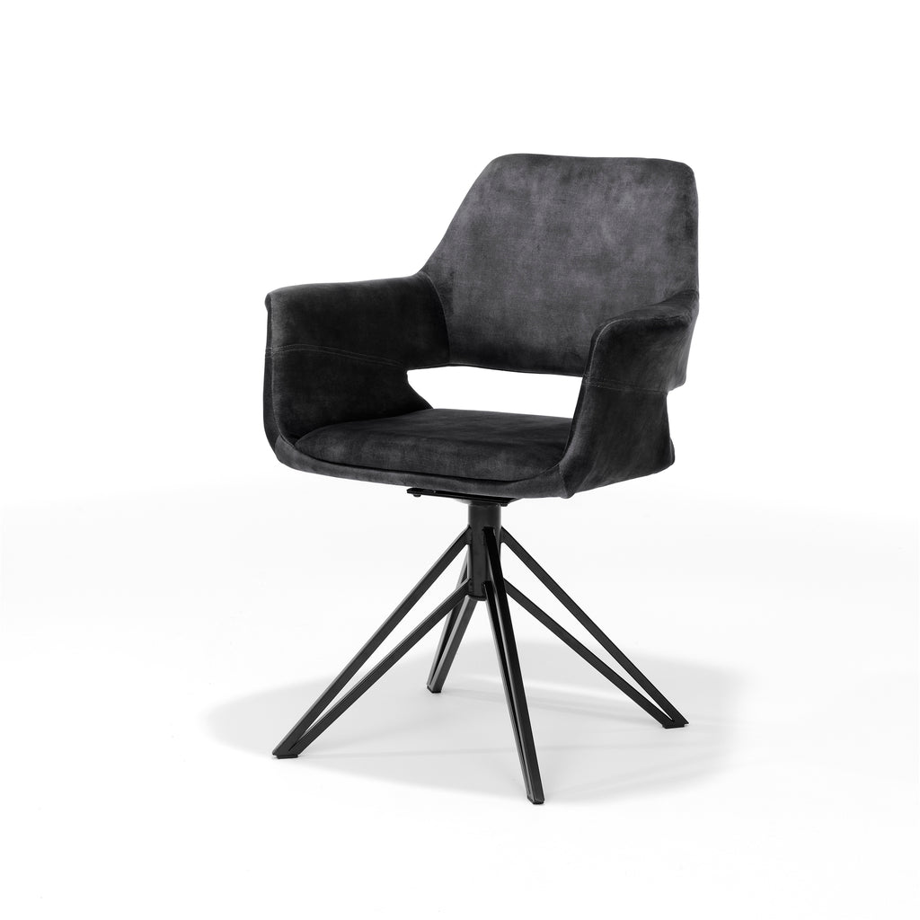 katy fauteuil - stof aurora velours antraciet ukfr, draaivoet