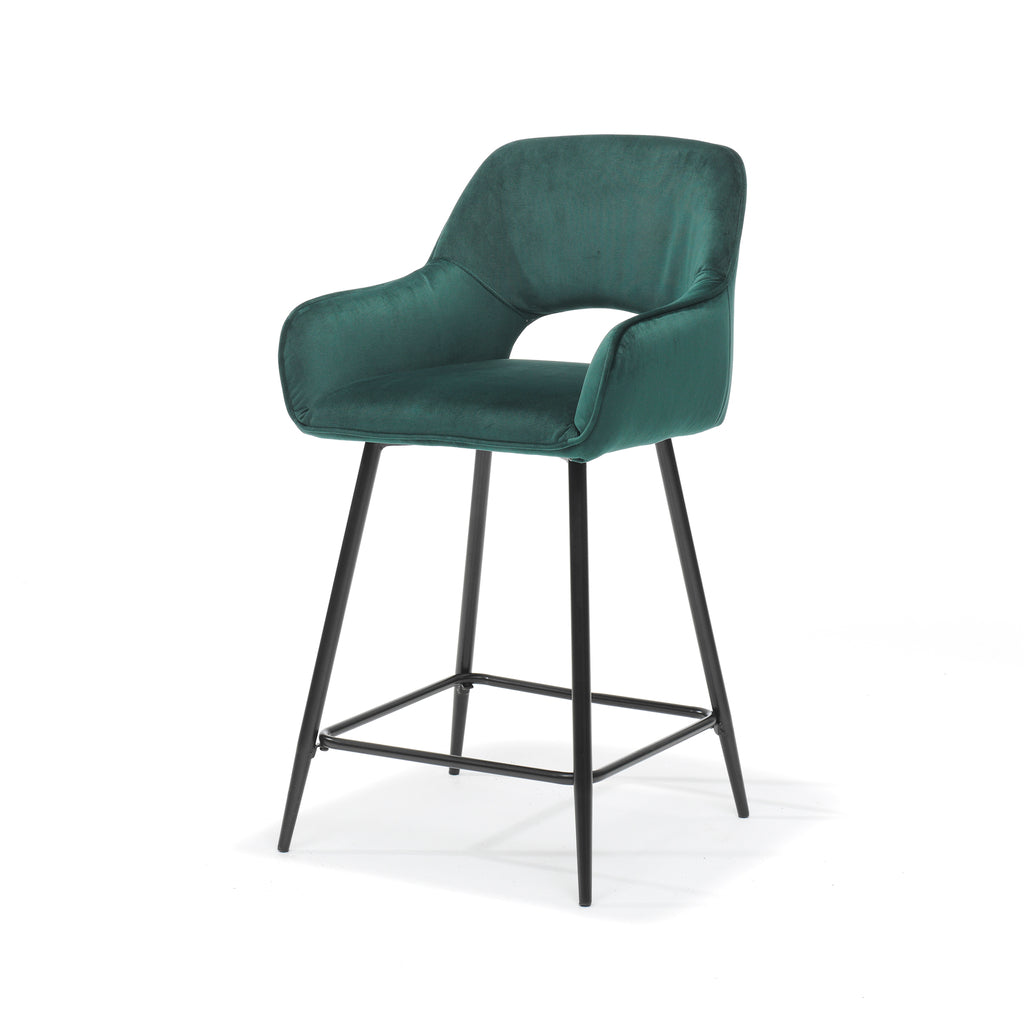 katy bar stool black - fabric velours green