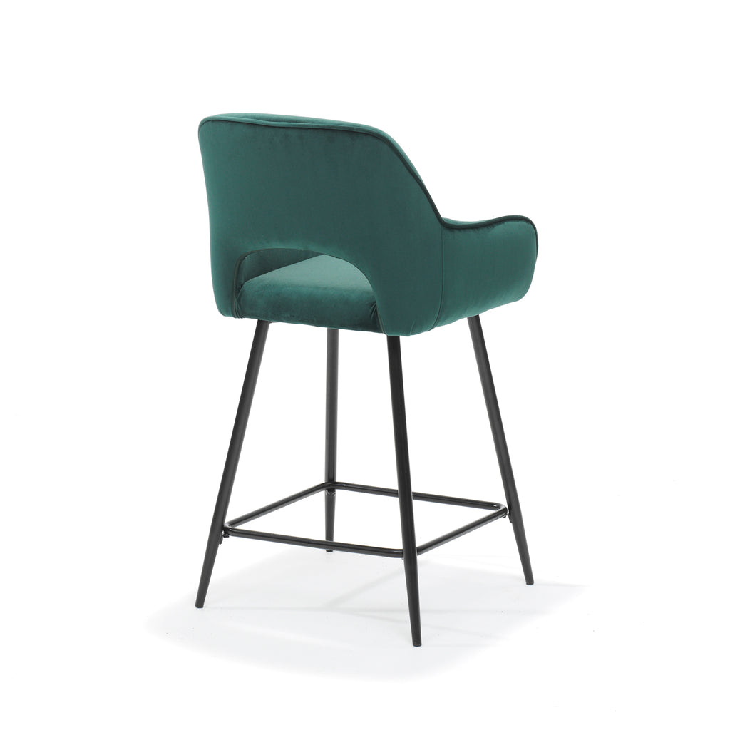 katy bar stool black - fabric velours green