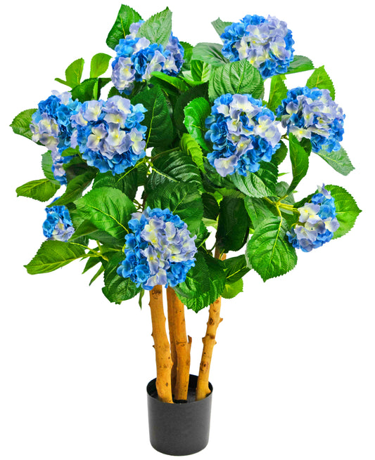 Artificial hydrangea plant 85cm in blue