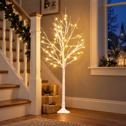 LED-lichtboom met verlichte berkenachtige takken voor binnen